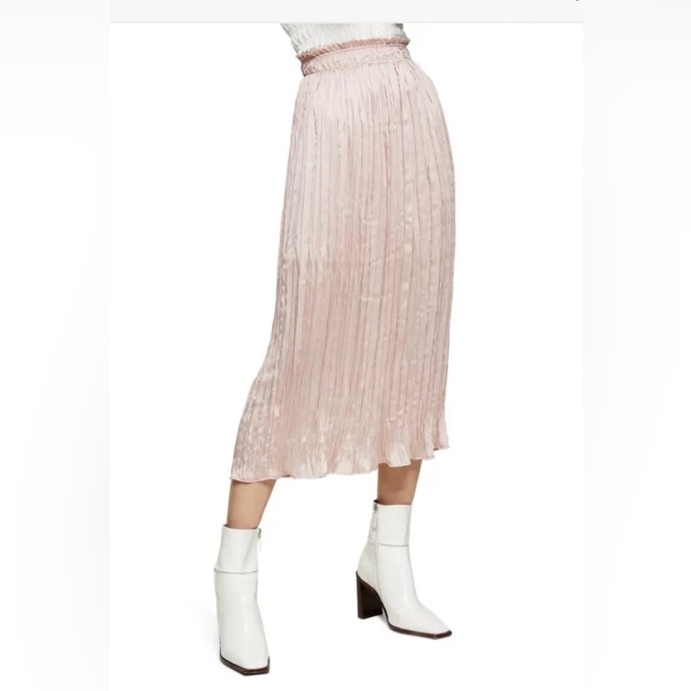NWT Topshop Crushed Satin Pink Skirt Size 8